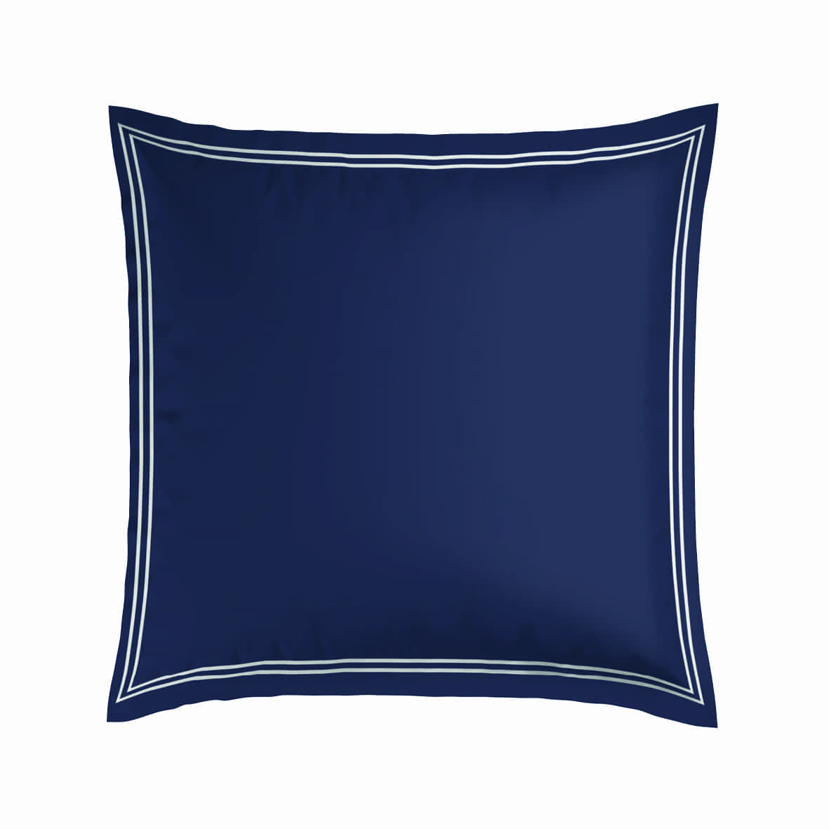 Set de 2 taies d'oreiller satin de coton - Biarritz Blanc / Bleu fonce - 2 x (63 x 63 cm)