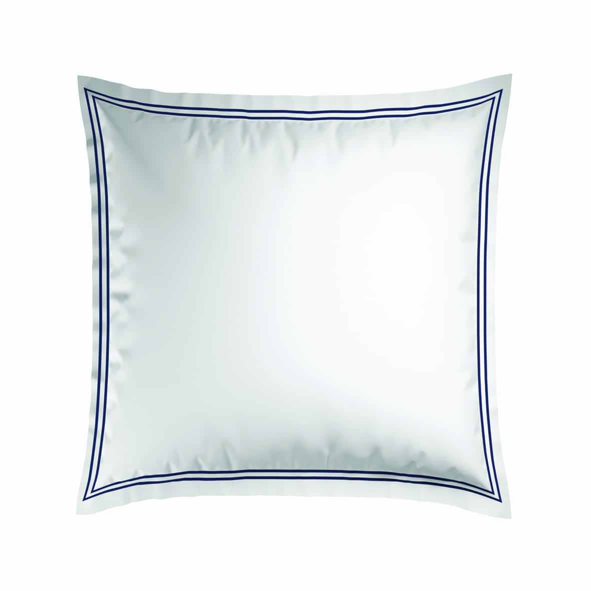 Set de 2 taies d'oreiller satin de coton - Biarritz Bleu fonce / Blanc - 2 x (63 x 63 cm)