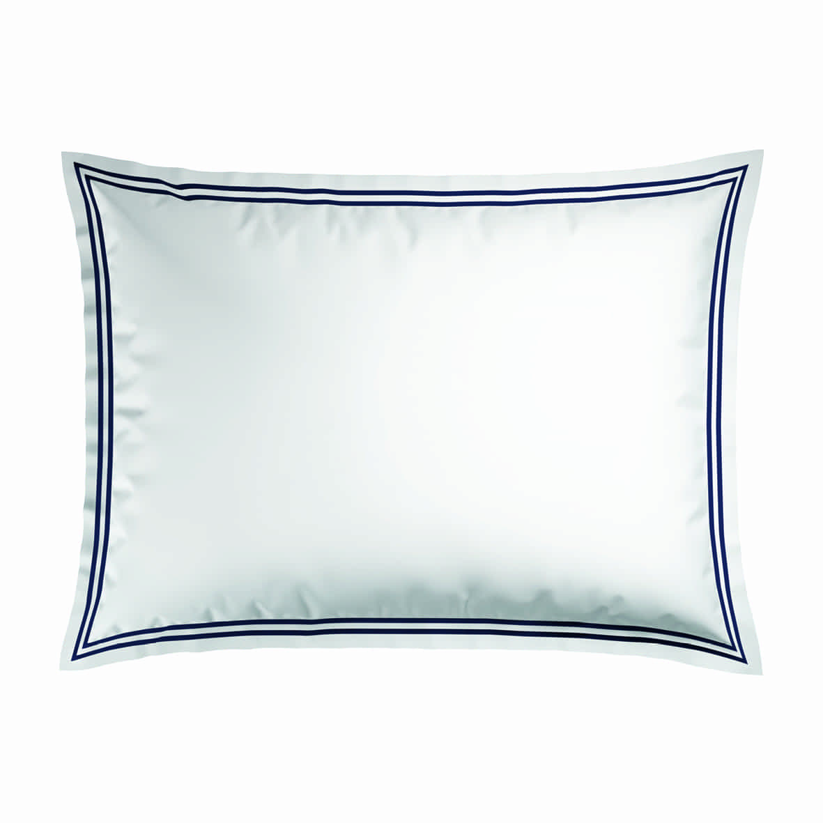 Set de 2 taies d'oreiller satin de coton - Biarritz Bleu fonce / Blanc - 2 x (50 x 70 cm)