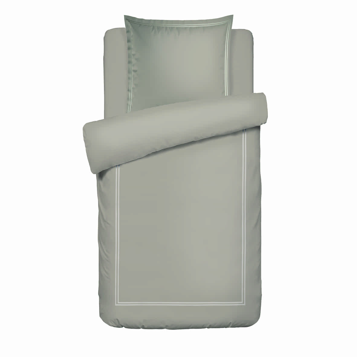 Housse de couette + taie d'oreiller satin de coton - Biarritz Taupe / Taupe - 140 x 200 cm + 63 x 63 cm