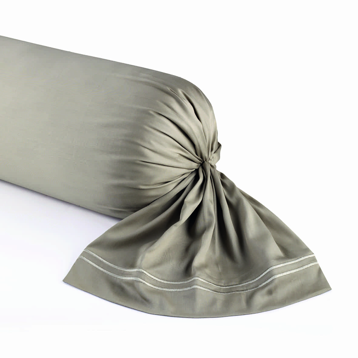 Taie de traversin satin de coton - Biarritz Taupe / Taupe - 43 x 210 cm