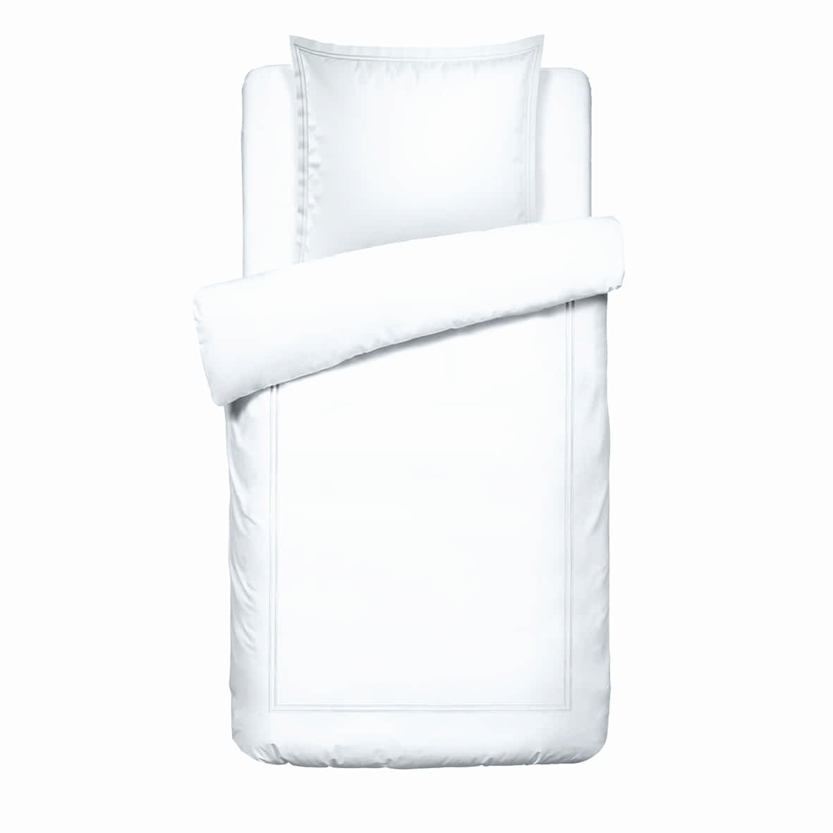 Housse de couette + taie d'oreiller satin de coton - Biarritz Blanc / Blanc - 140 x 200 cm + 63 x 63 cm