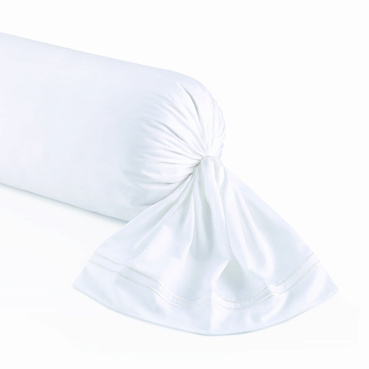 Taie de traversin satin de coton - Biarritz Blanc / Blanc - 43 x 210 cm