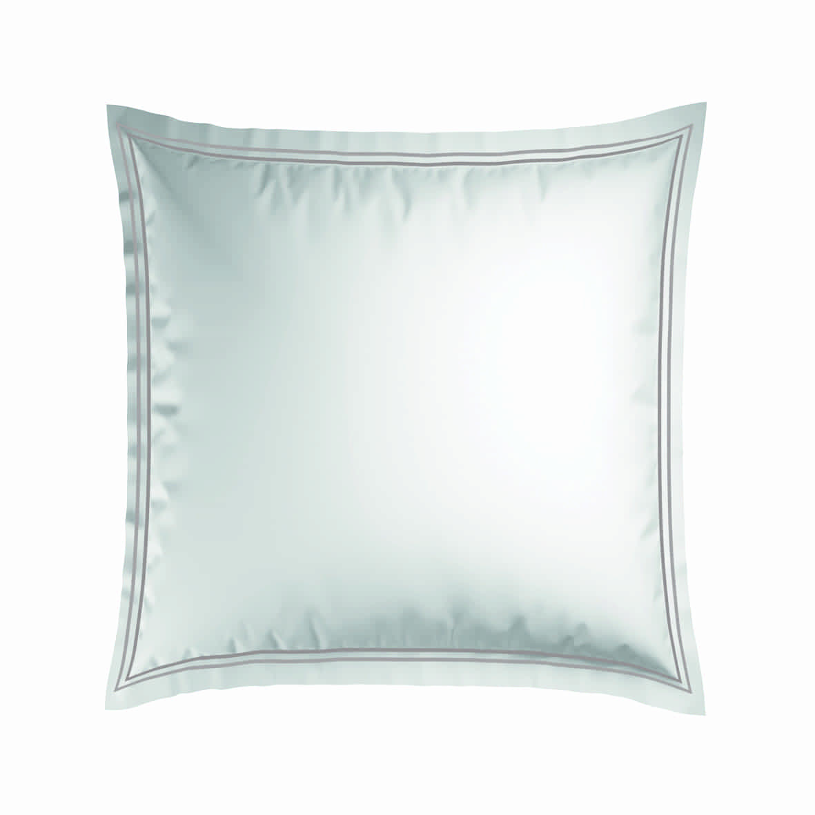 Set de 2 taies d'oreiller satin de coton - Biarritz Taupe / Blanc - 2 x (63 x 63 cm)