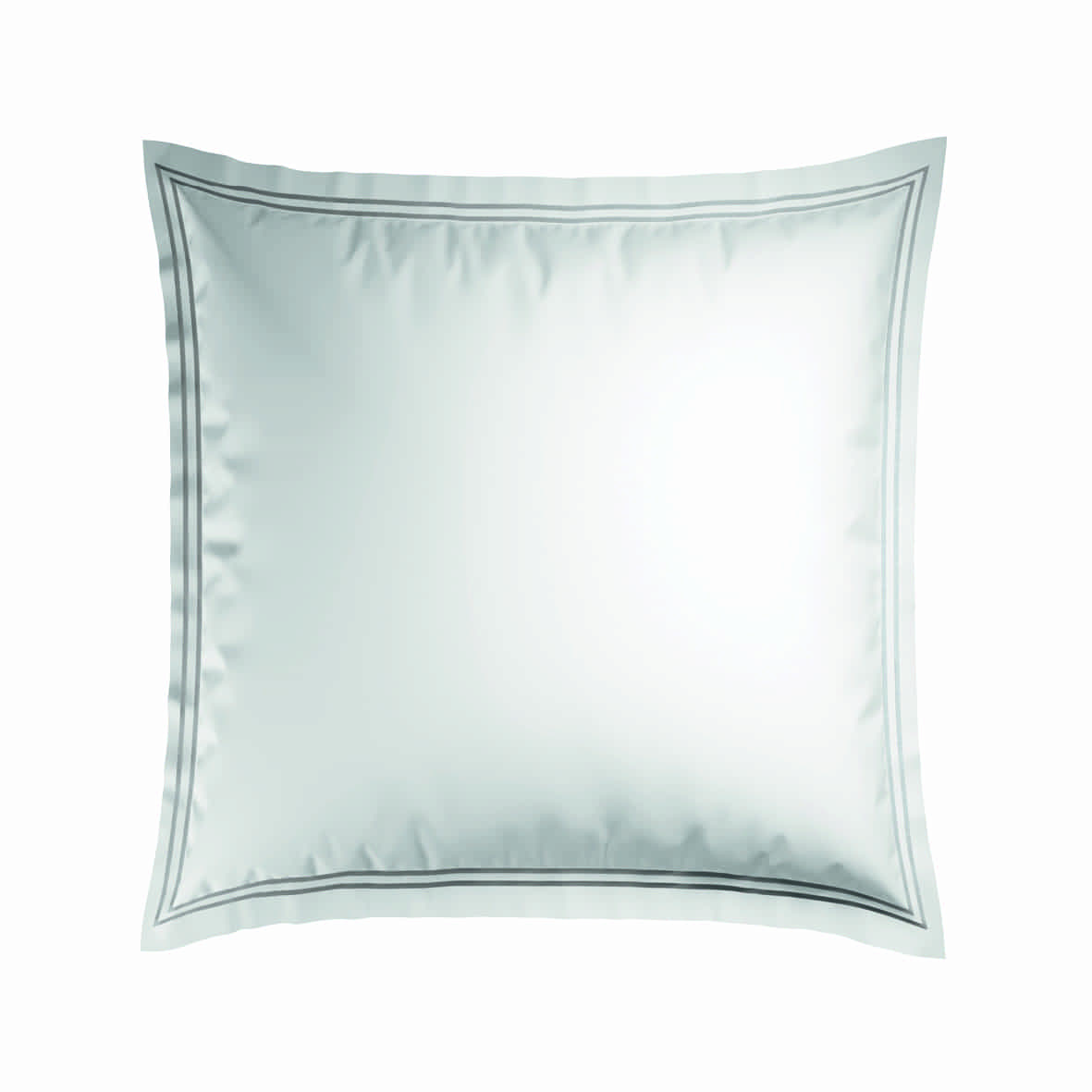 Set de 2 taies d'oreiller satin de coton - Biarritz Grey / Blanc - 2 x (63 x 63 cm)