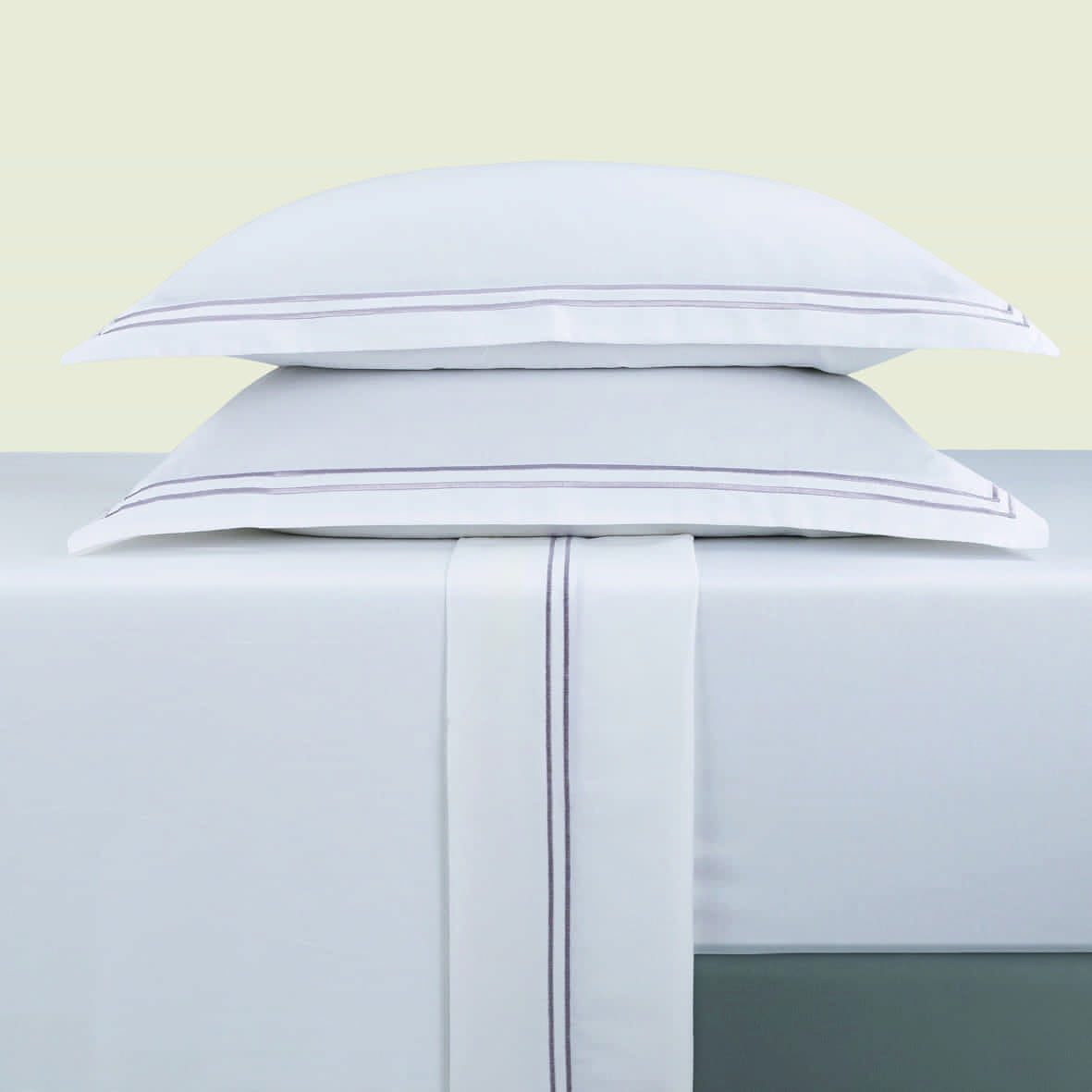 Ensemble de draps satin de coton - Biarritz Grey / Blanc - 230 x 270 cm + 150 x 200 x 30 cm + 2 x (50 x 80 cm) – Image 3