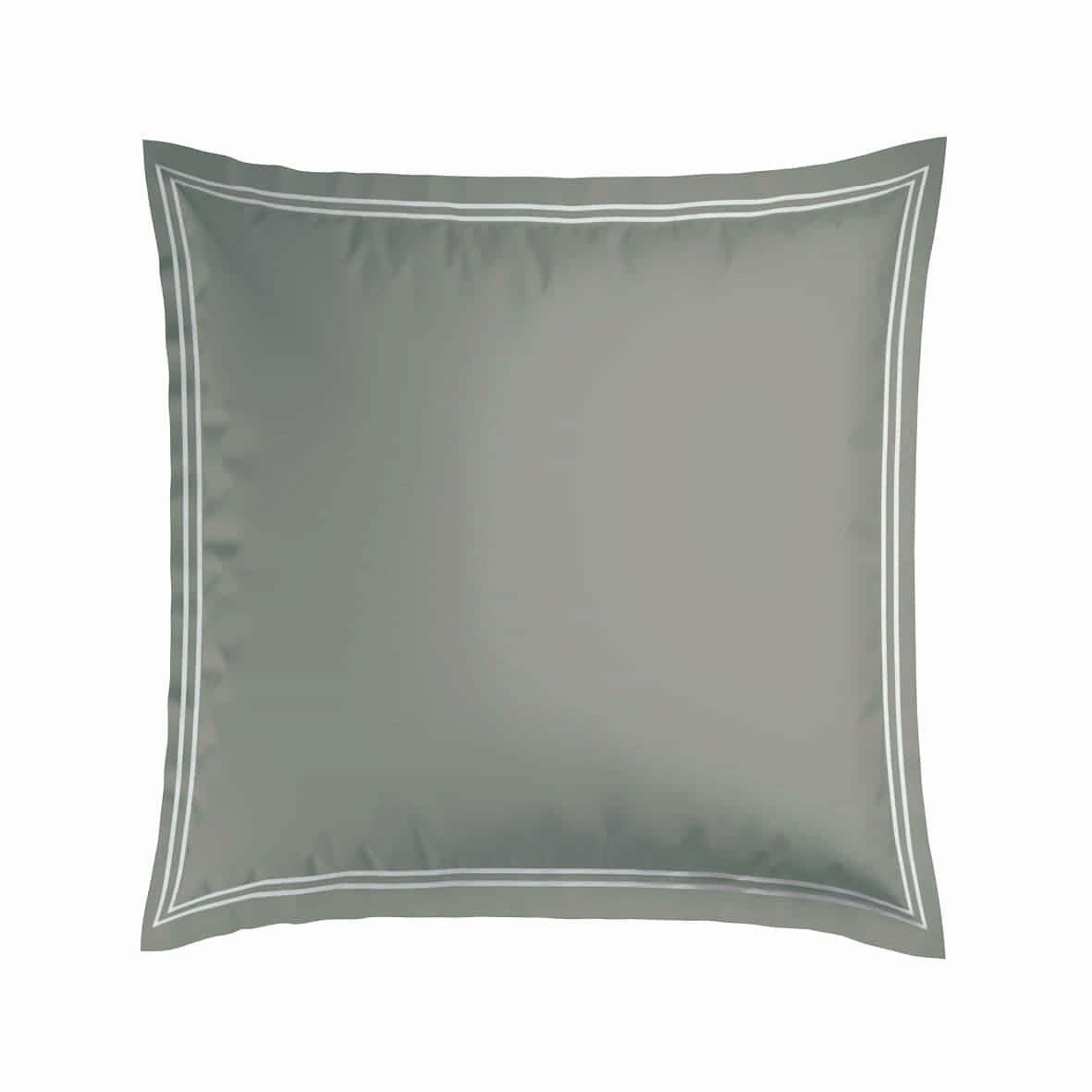 Set de 2 taies d'oreiller satin de coton - Biarritz Blanc / Taupe - 2 x (63 x 63 cm)