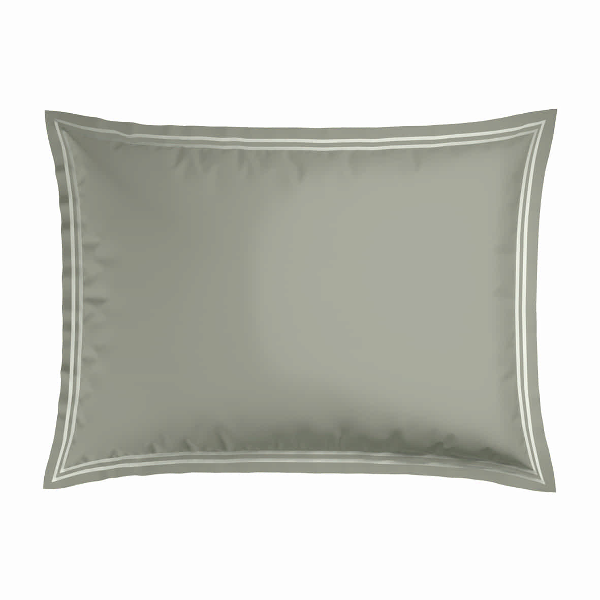 Set de 2 taies d'oreiller satin de coton - Biarritz Blanc / Taupe - 2 x (50 x 70 cm)