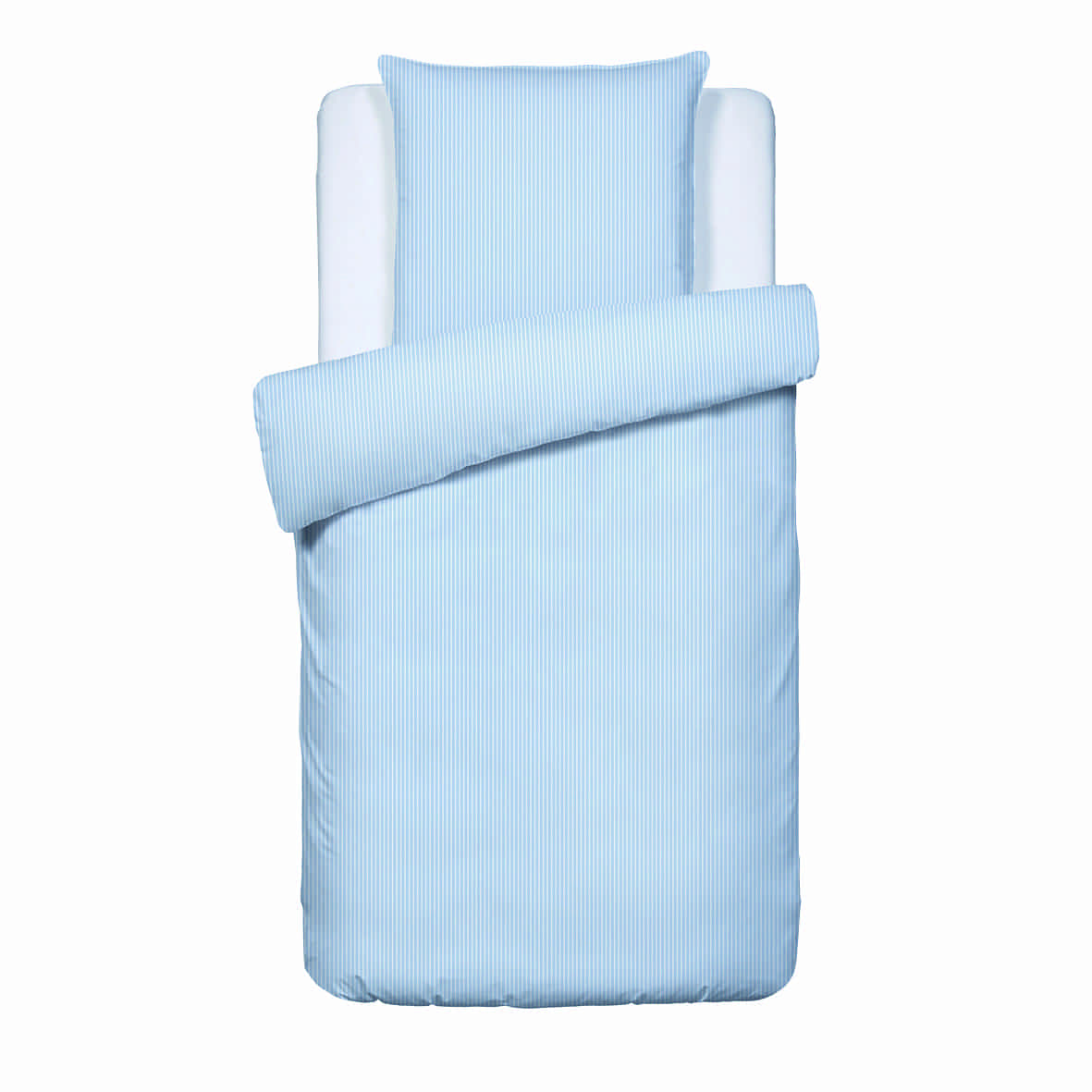 Housse de couette + taie d'oreiller coton percale - Grenoble Bleu clair - 140 x 200 cm + 63 x 63 cm