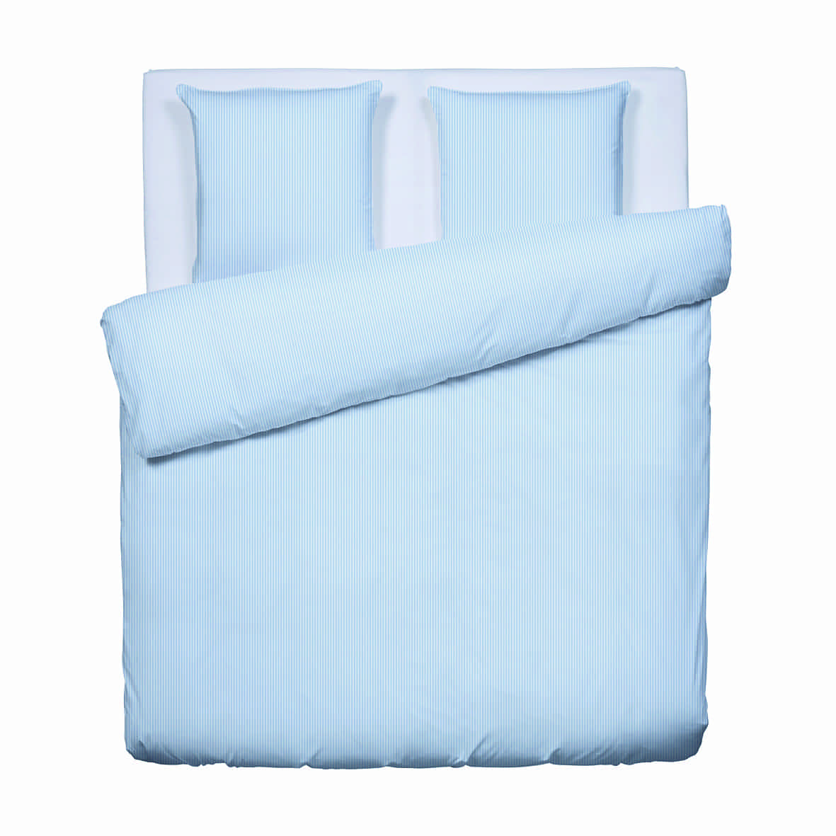 Housse de couette + 2 taies d'oreiller coton percale - Grenoble Bleu clair - 260 x 240 cm + 2 x (63 x 63 cm)