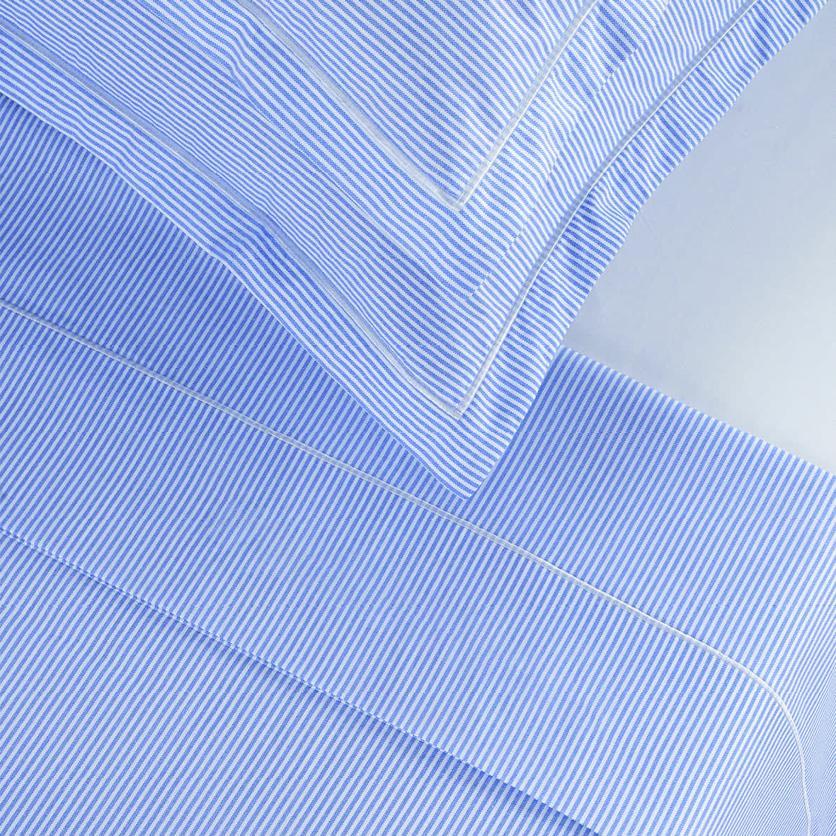 Set de 2 taies d'oreiller coton percale - Grenoble Bleu clair - 2 x (50 x 70 cm) – Image 2