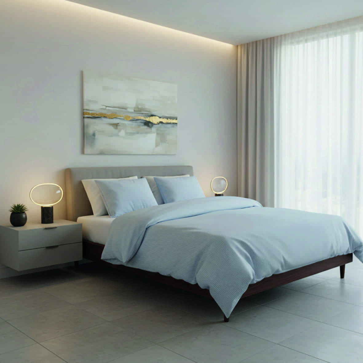 Set de 2 taies d'oreiller coton percale - Grenoble Bleu clair - 2 x (50 x 70 cm) – Image 3