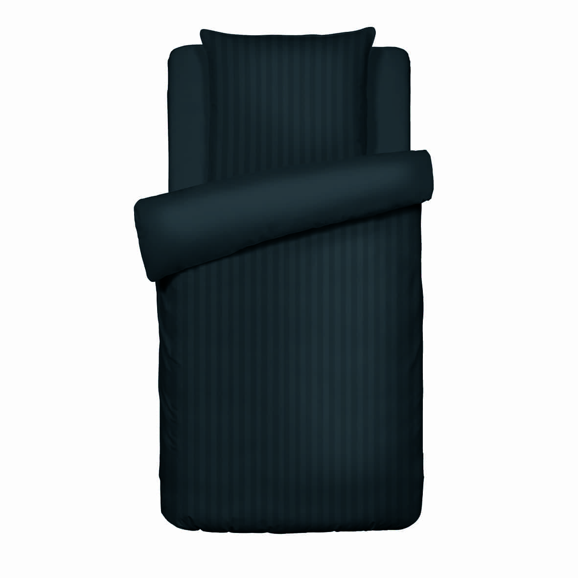 Housse de couette + taie d'oreiller satin de coton rayure tissé dobby -  Gris 03 - 140 x 200 cm + 63 x 63 cm