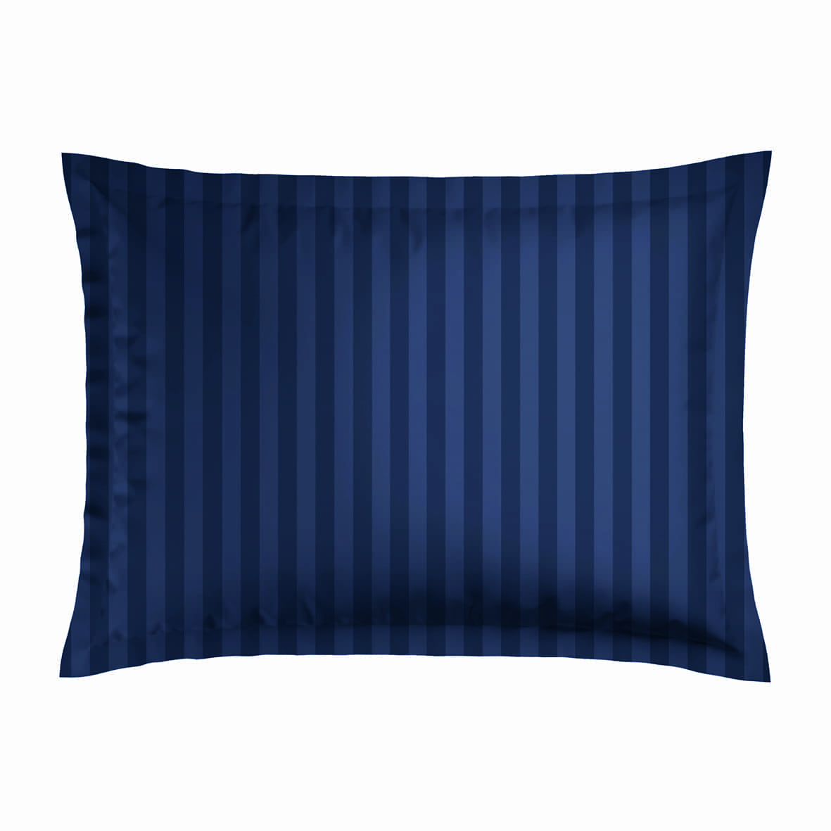 Set de 2 taies d'oreiller satin de coton rayure tissé dobby -  Bleu 11 foncé - 2 x (50 x 70 cm)