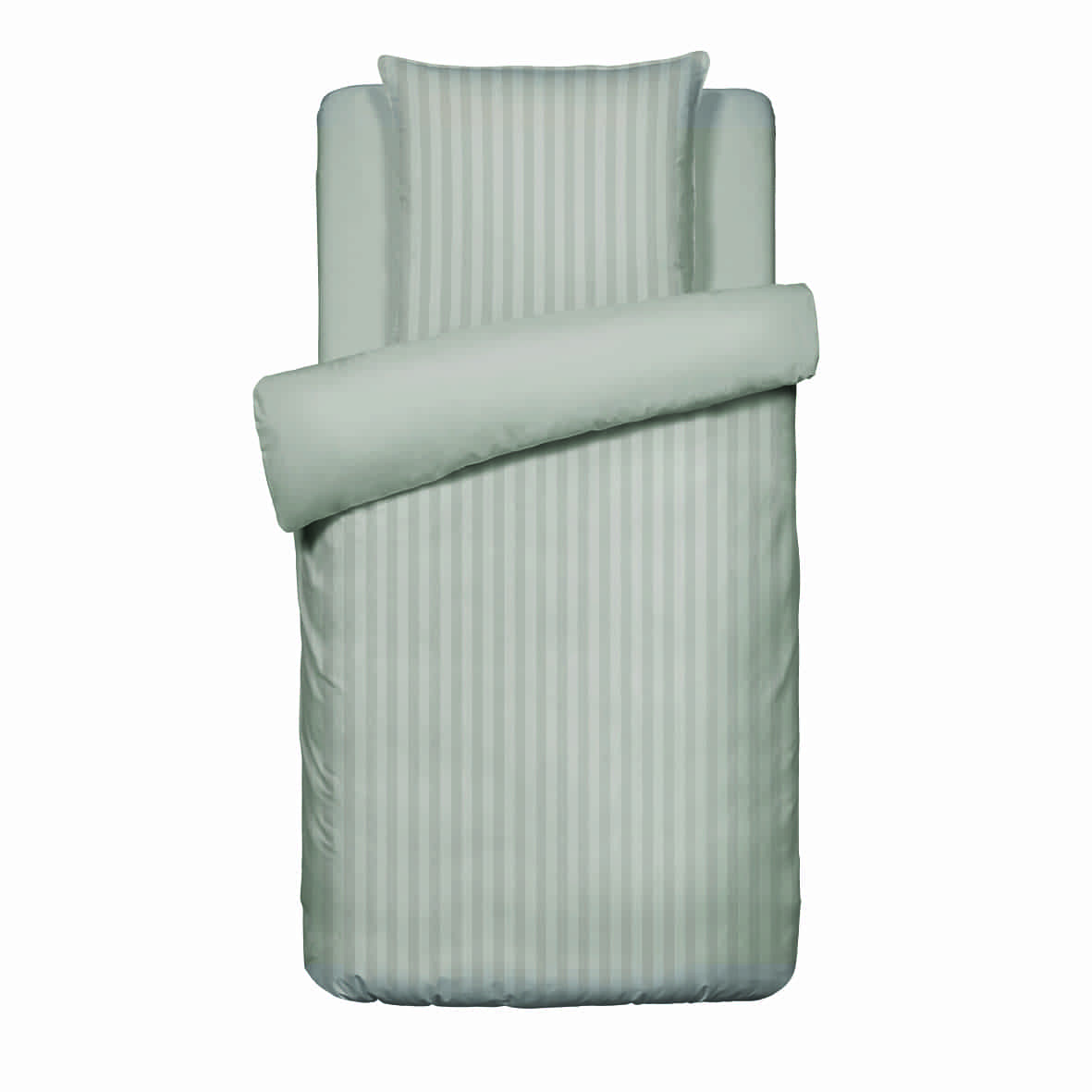 Housse de couette + taie d'oreiller satin de coton rayure tissé dobby -  Taupe 01 - 140 x 200 cm + 63 x 63 cm