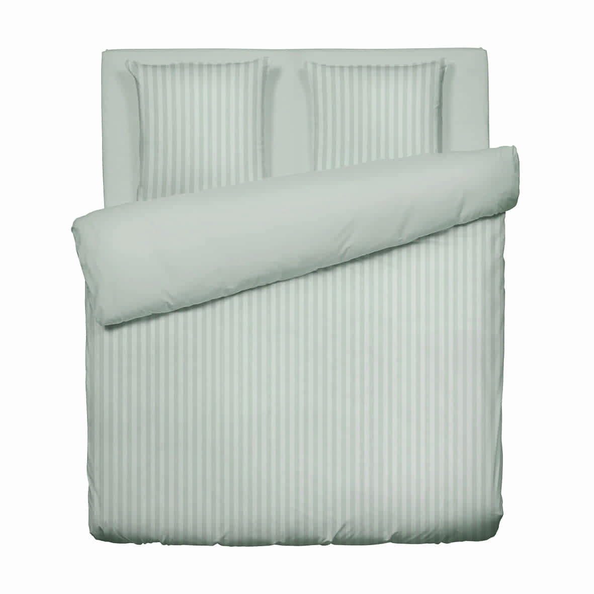 Housse de couette + 2 taies d'oreiller satin de coton rayure tissé dobby -  Taupe 01 - 200 x 220 cm + 2 x (80 x 80 cm)