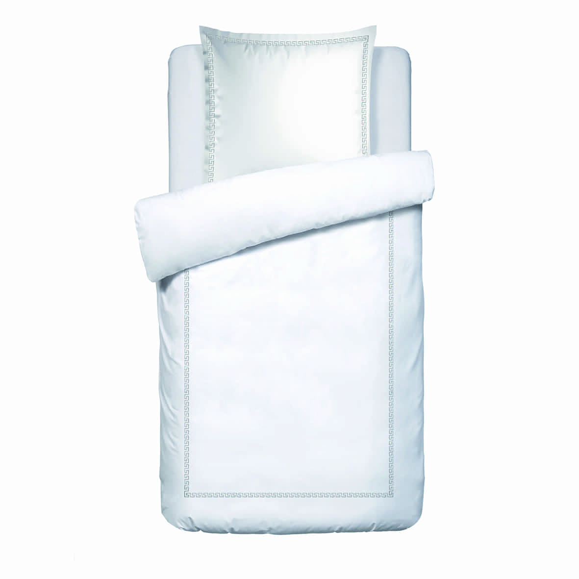 Housse de couette + taie d'oreiller satin de coton - Reine de nuit Grey / Blanc - 140 x 200 cm + 63 x 63 cm