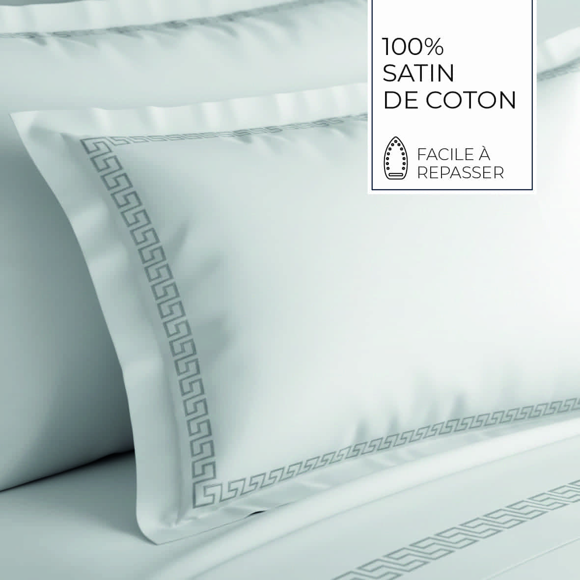 Taie d'oreiller satin de coton - Reine de nuit Grey / Blanc - 2 x (50 x 70 cm) – Image 5