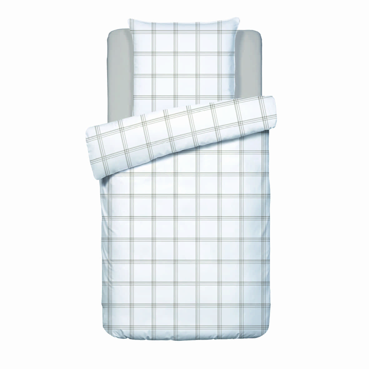 Housse de couette + taie d'oreiller satin de coton - Apolline Taupe - 140 x 200 cm + 63 x 63 cm