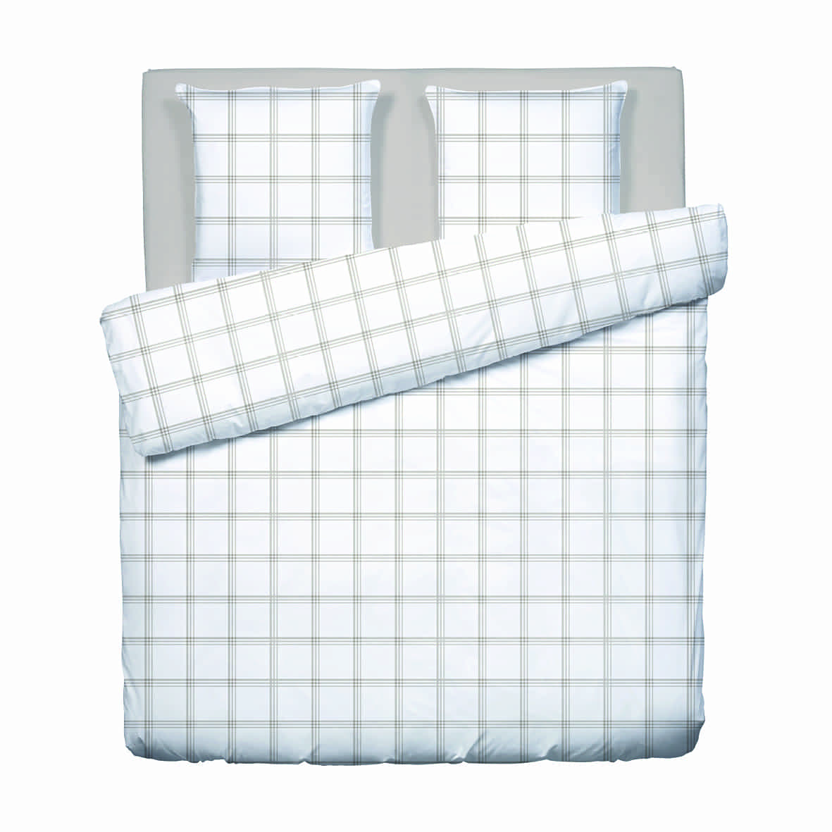 Housse de couette + taie d'oreiller satin de coton - Apolline Taupe - 260 x 240 cm + 2 x (63 x 63 cm)