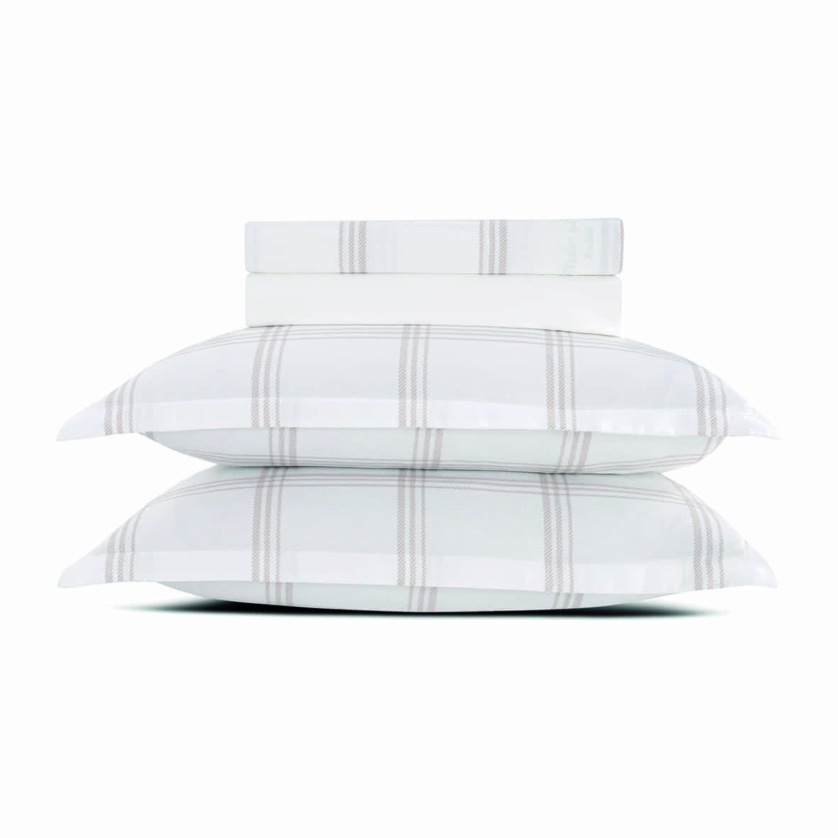 Ensemble de draps satin de coton - Apolline Taupe - 240 x 300 cm + 2 x (90 x 200 x 30 cm) + 2 x (63 x 63 cm)