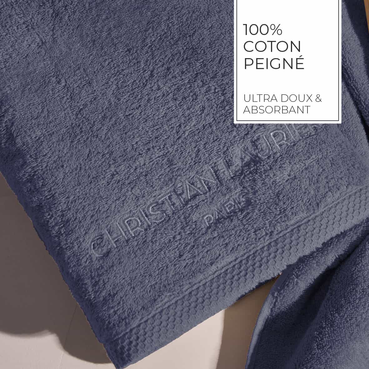 Serviette coton peigné LT - Oasis Bleu gris - 2 x (50 x 100 cm) – Image 4