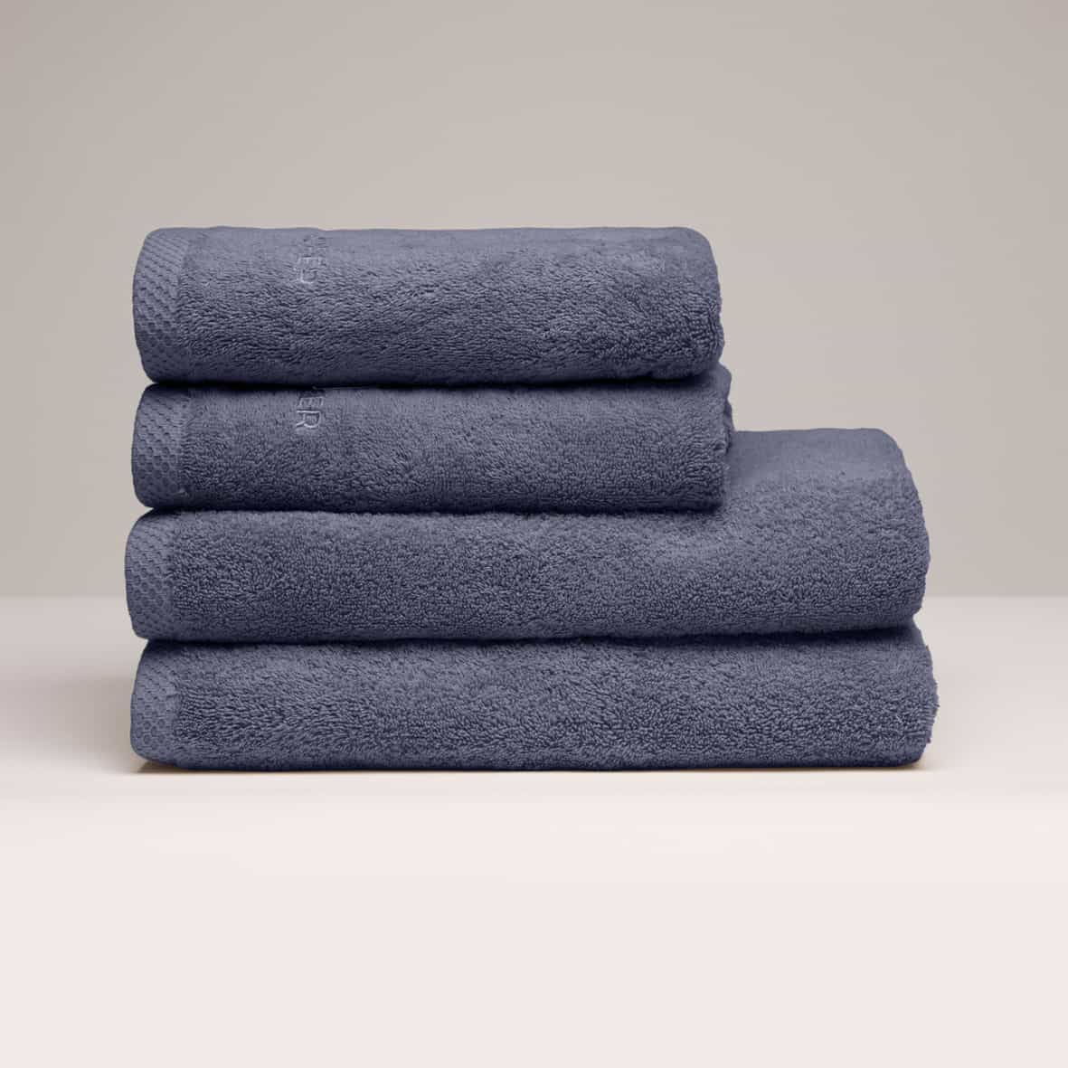 Serviette + drap de bain coton peigné LT - Oasis Bleu gris - 2 x (50 x 100 cm) + 2 x (70 x 140 cm)