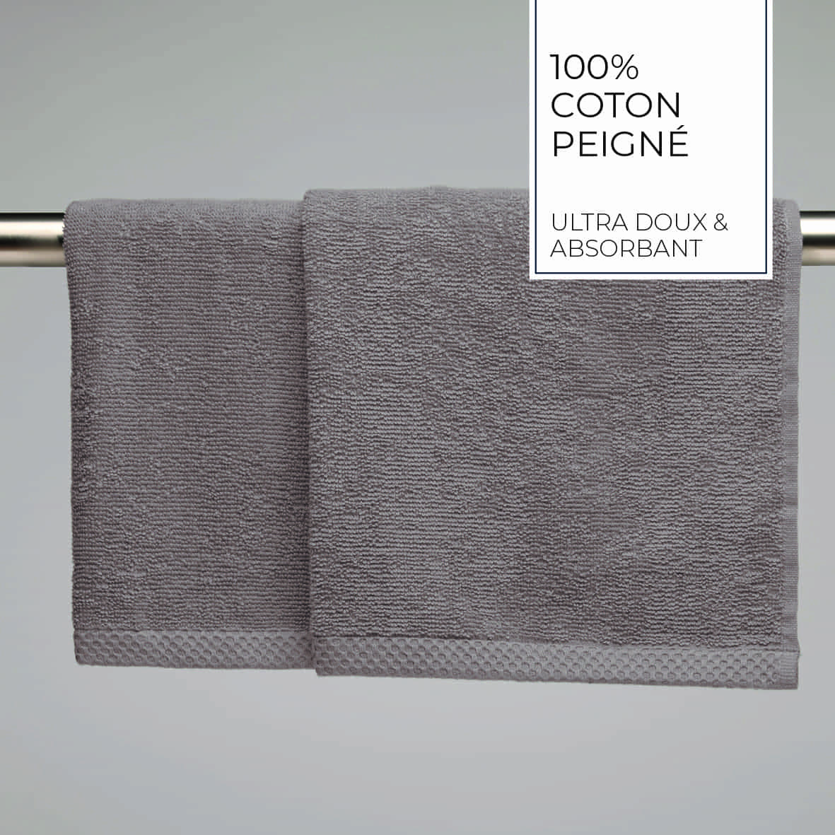 essuie-mains coton peigné LT - Oasis Brun - 2 x (45 x 45 cm) – Image 3