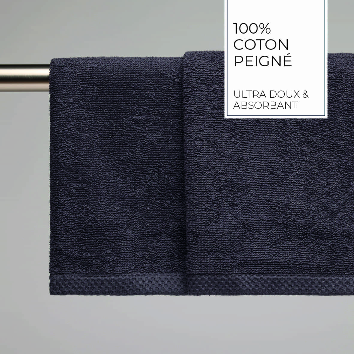 essuie-mains coton peigné LT - Oasis Gris foncé - 2 x (45 x 45 cm) – Image 3