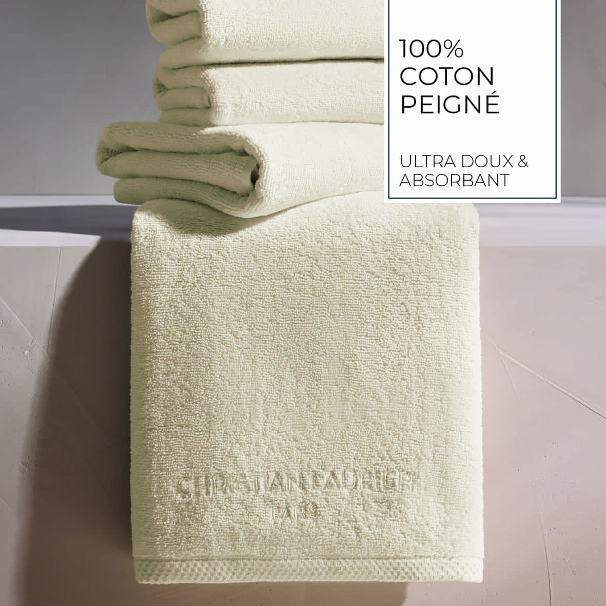 Serviette d'invité coton peigné LT - Oasis Ivoire - 4 x (30 x 30 cm) – Image 4