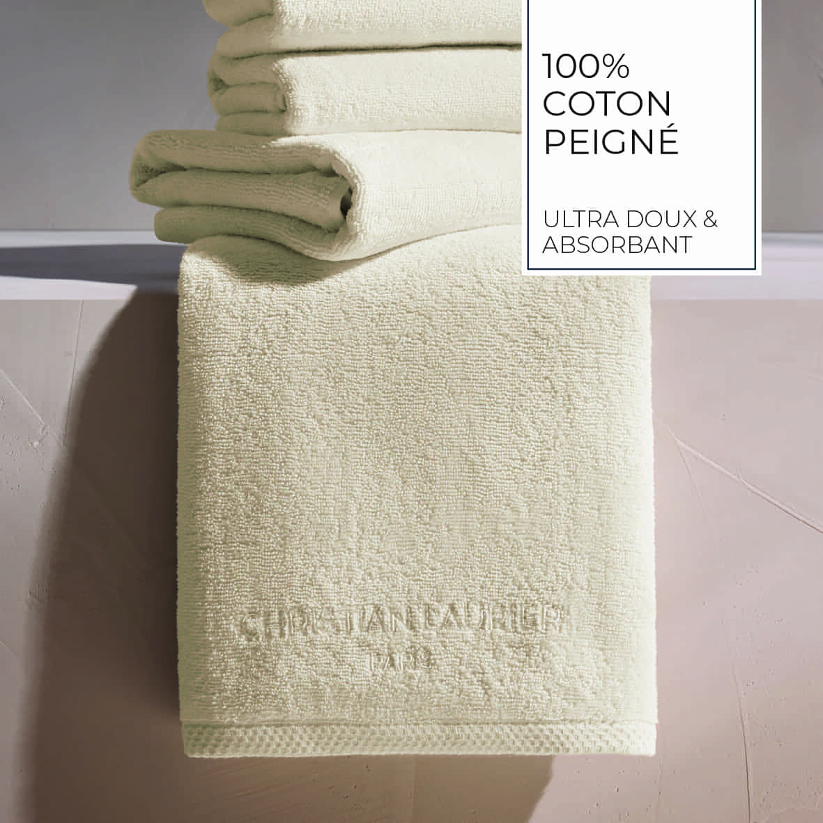 Drap de bain coton peigné LT - Oasis Ivoire - 2 x (70 x 140 cm) – Image 4