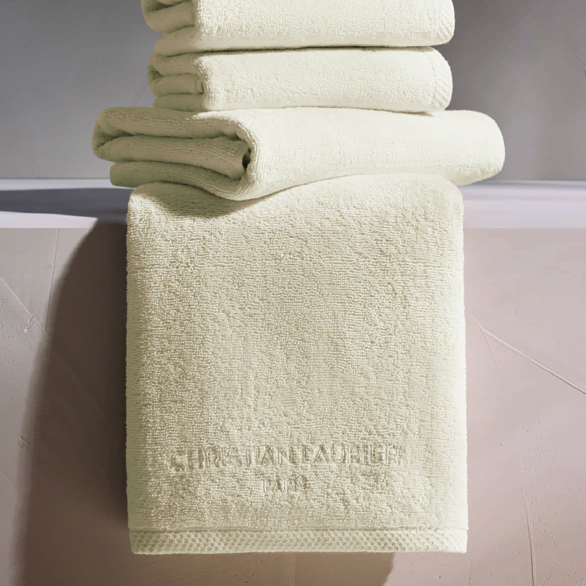 Serviette + drap de bain coton peigné LT - Oasis Ivoire - 2 x (50 x 100 cm) + 2 x (70 x 140 cm) – Image 3