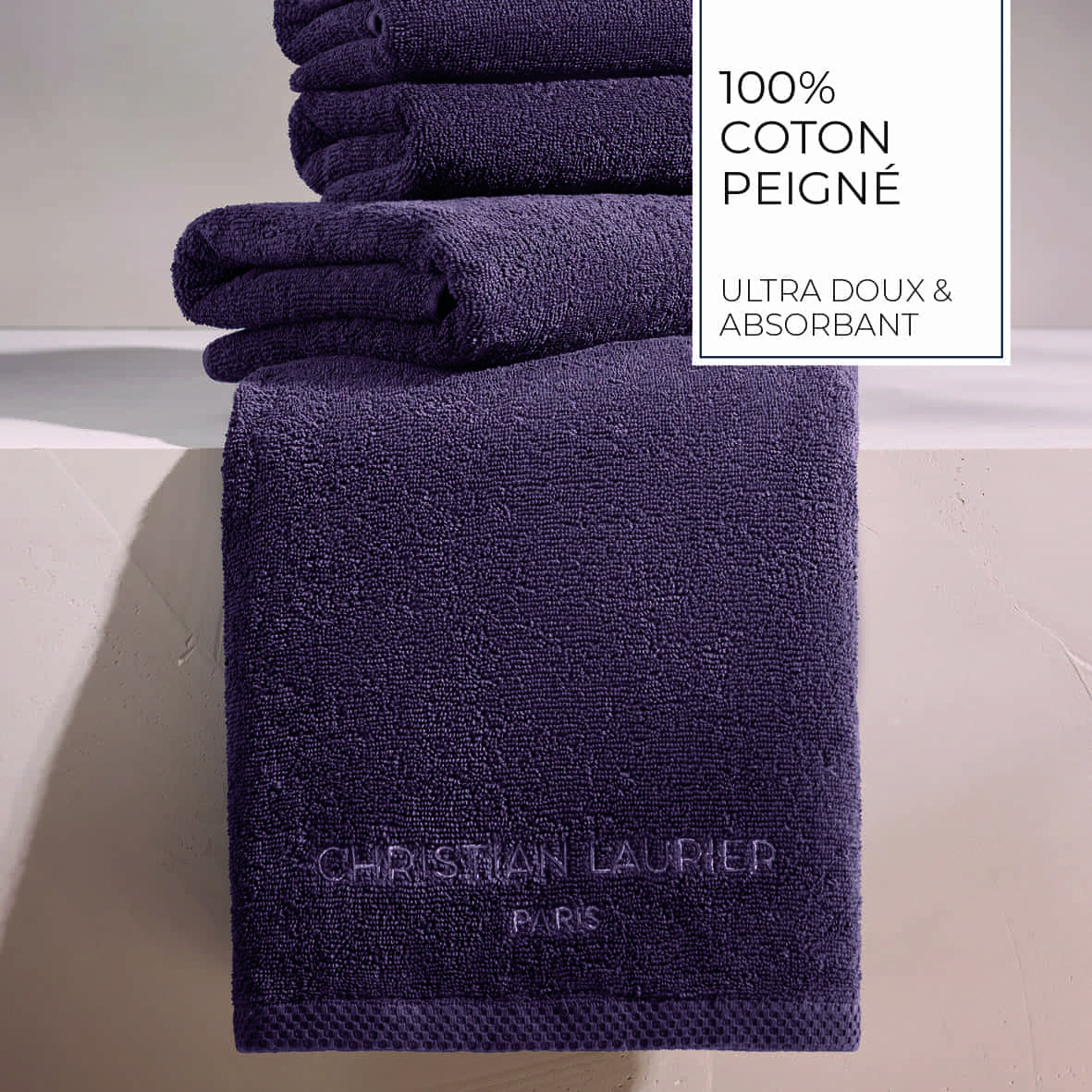 Serviette d'invité coton peigné LT - Oasis Mauve - 4 x (30 x 30 cm) – Image 4