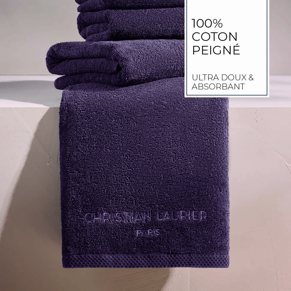 Drap de bain coton peigné LT - Oasis Mauve - 2 x (70 x 140 cm) – Image 4