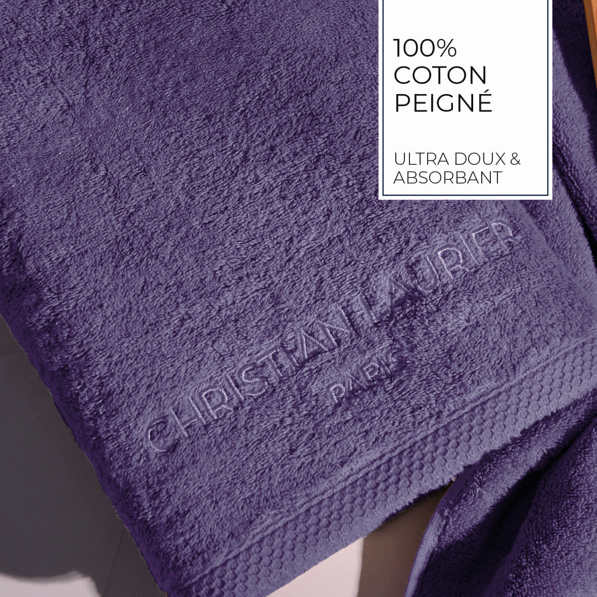 Serviette + drap de bain coton peigné LT - Oasis Mauve - 2 x (50 x 100 cm) + 2 x (70 x 140 cm) – Image 4