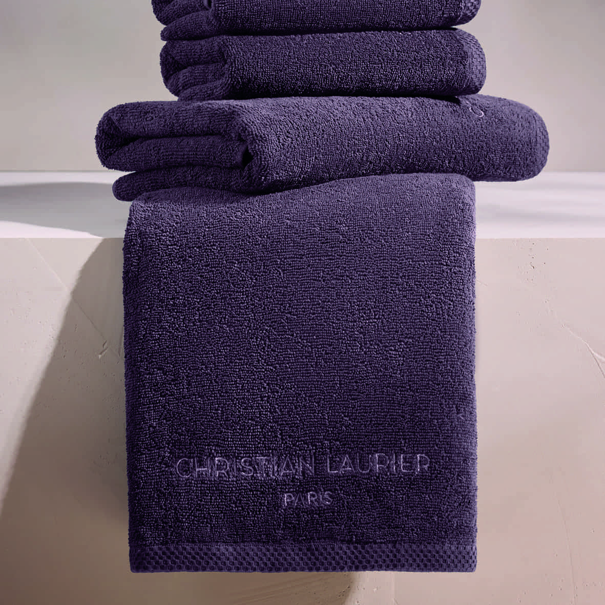 Serviette + drap de bain coton peigné LT - Oasis Mauve - 2 x (50 x 100 cm) + 2 x (70 x 140 cm) – Image 3