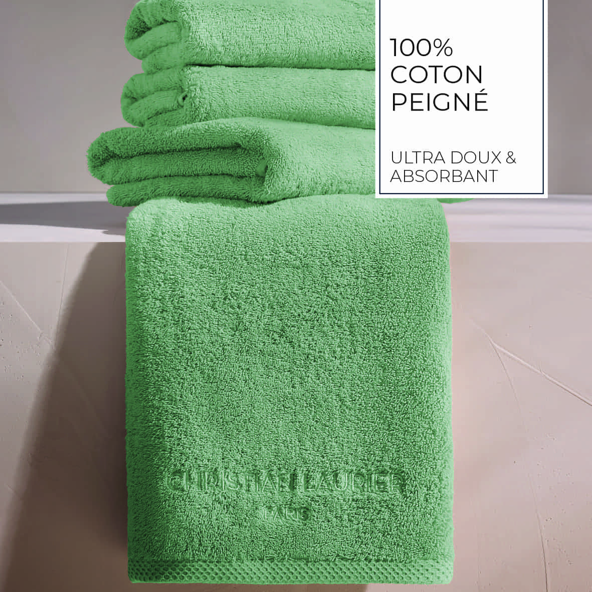 Serviette d'invité coton peigné LT - Oasis Vert sauge - 4 x (30 x 30 cm) – Image 4