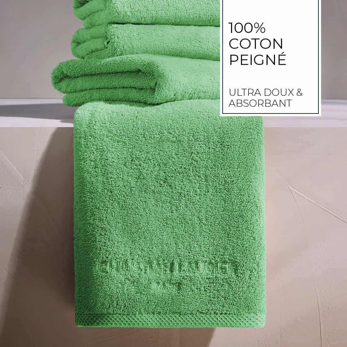 Drap de bain coton peigné LT - Oasis Vert sauge - 2 x (70 x 140 cm) – Image 4