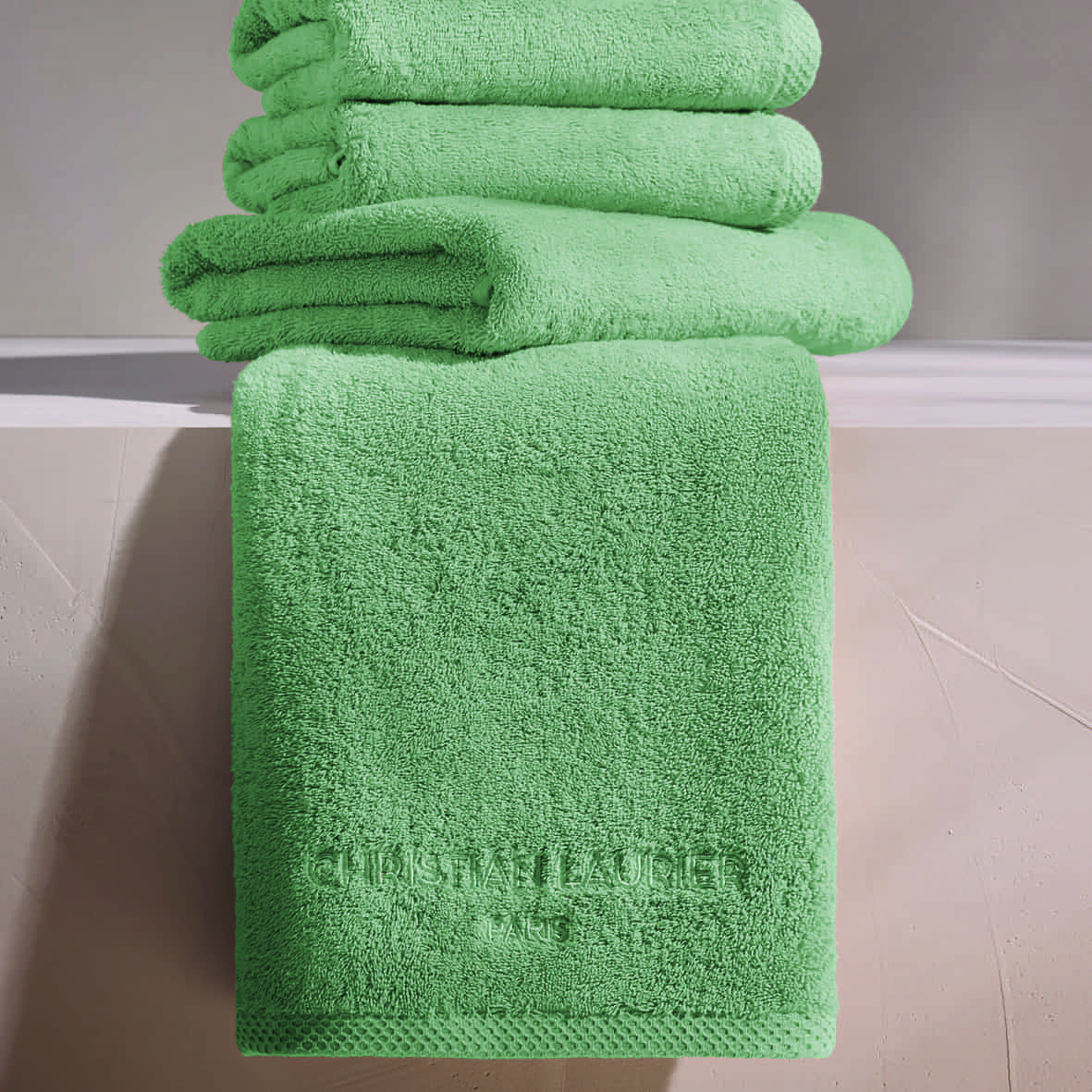 Serviette + drap de bain coton peigné LT - Oasis Vert sauge - 2 x (50 x 100 cm) + 2 x (70 x 140 cm) – Image 3