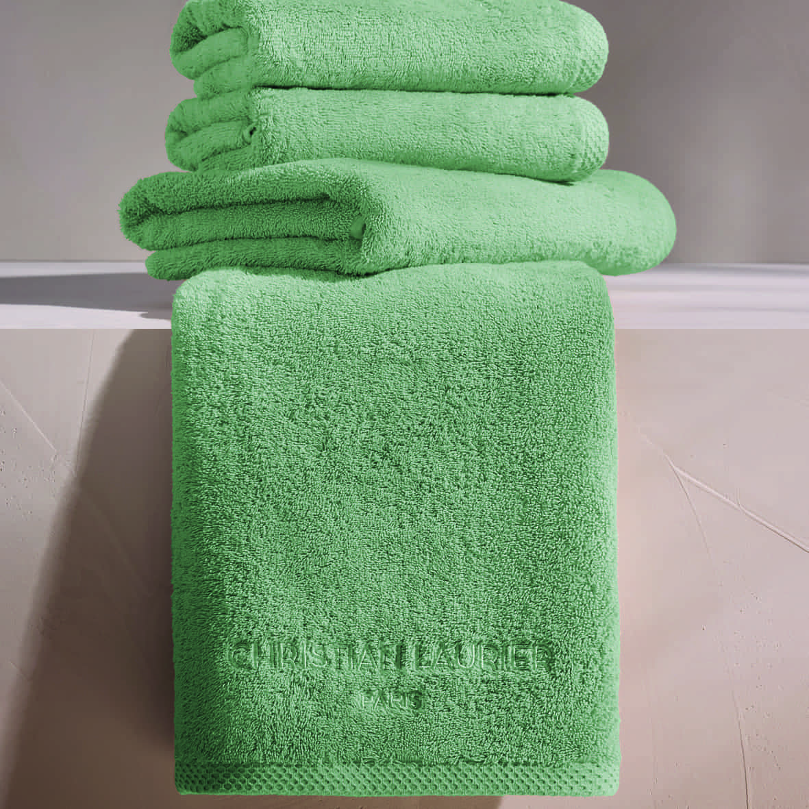 Tapis de bain coton - design 18 Vert sauge - 50 x 70 cm – Image 2