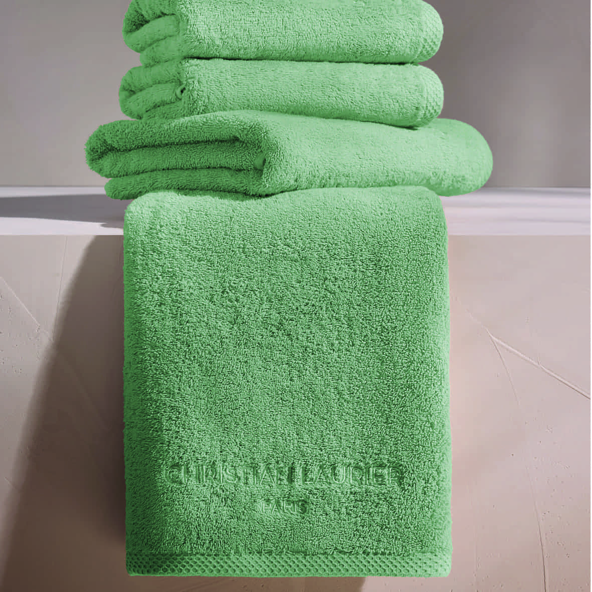 Tapis de bain coton - design 19 Vert sauge - 60 x 100 cm – Image 3