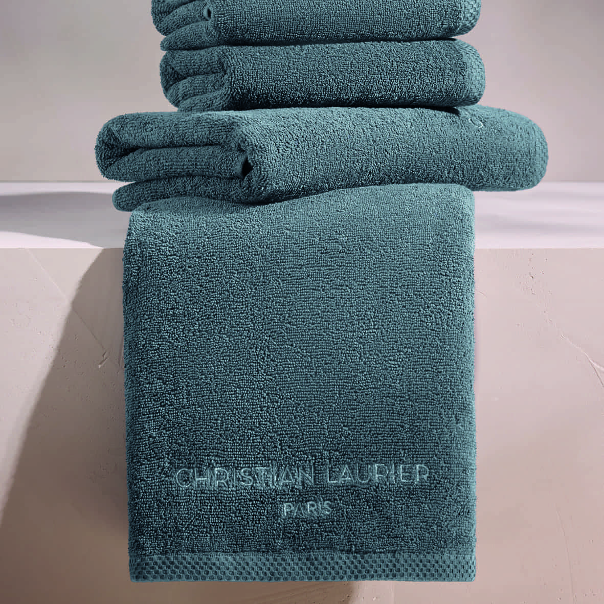 Serviette d'invité coton peigné LT - Oasis Bleu de Prusse - 4 x (30 x 30 cm) – Image 2