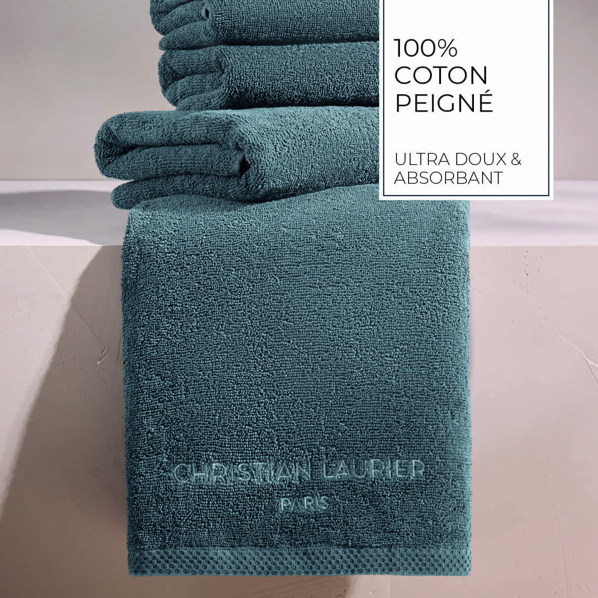 Serviette d'invité coton peigné LT - Oasis Bleu de Prusse - 4 x (30 x 30 cm) – Image 4