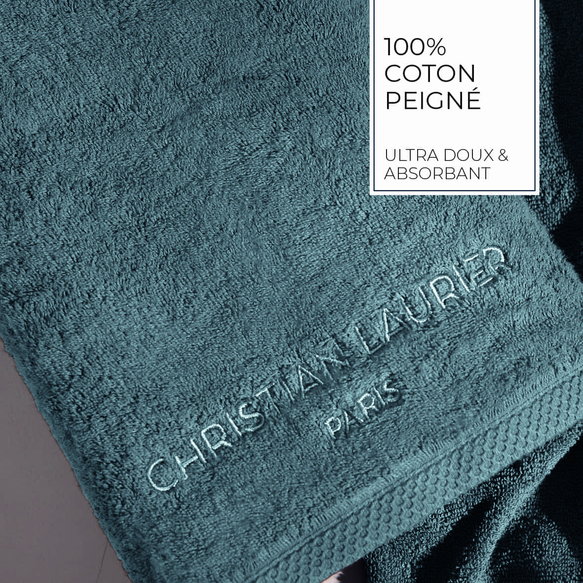 Serviette coton peigné LT - Oasis Bleu de Prusse - 2 x (50 x 100 cm) – Image 4