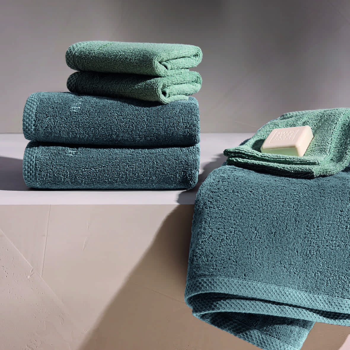 Serviette coton peigné LT - Oasis Bleu de Prusse - 2 x (50 x 100 cm) – Image 3