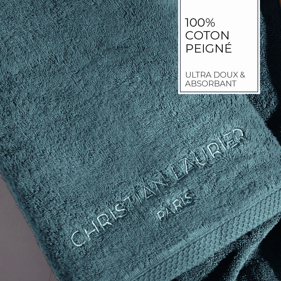 Drap de bain coton peigné LT - Oasis Bleu de Prusse - 100 x 150 cm – Image 4