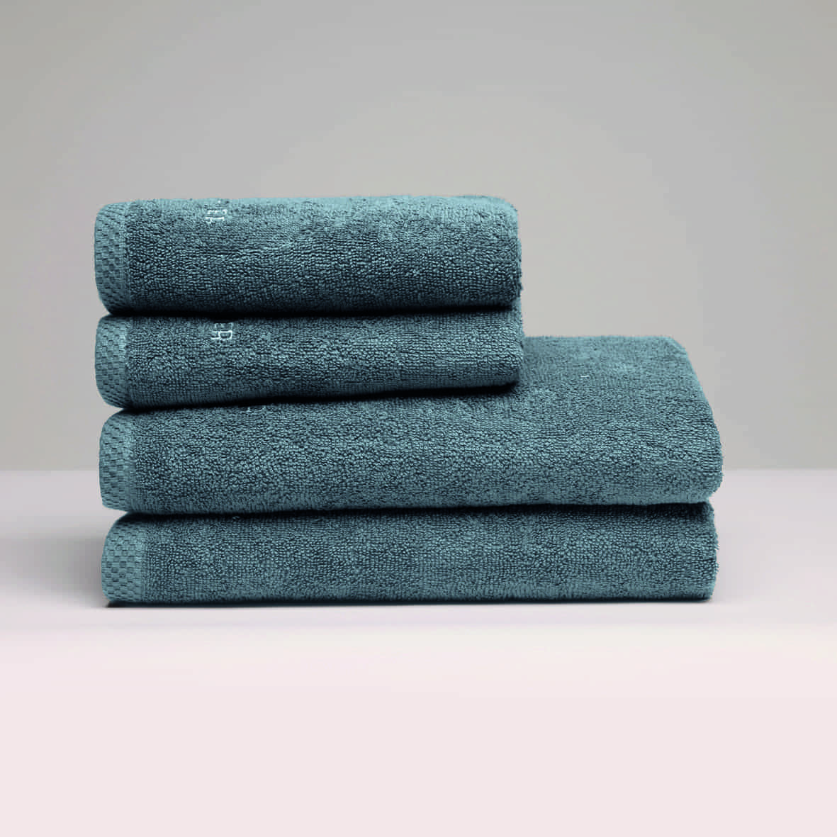 Serviette + drap de bain coton peigné LT - Oasis Bleu de Prusse - 2 x (50 x 100 cm) + 2 x (70 x 140 cm)