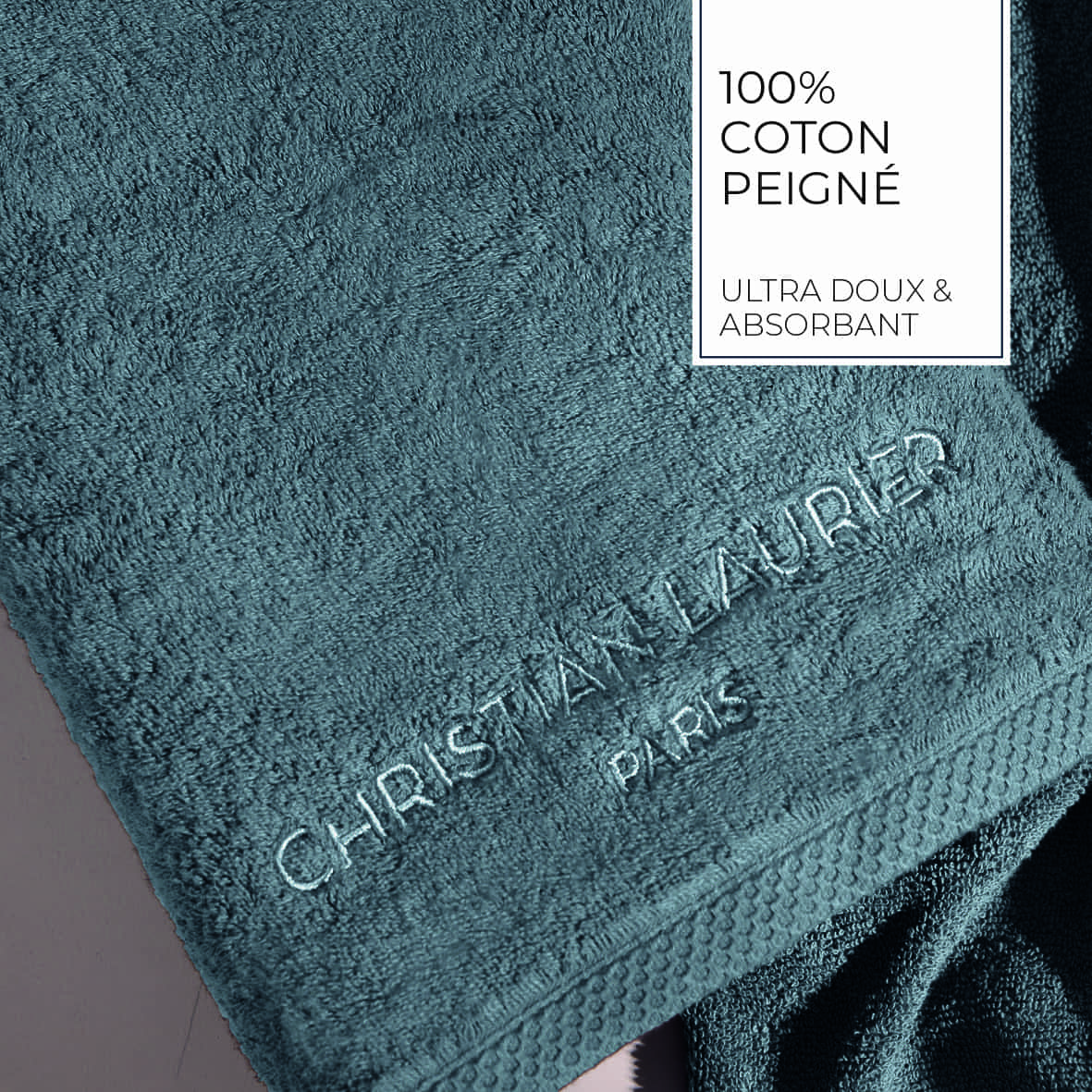 Tapis de bain coton - design 19 Bleu de Prusse - 60 x 100 cm – Image 4