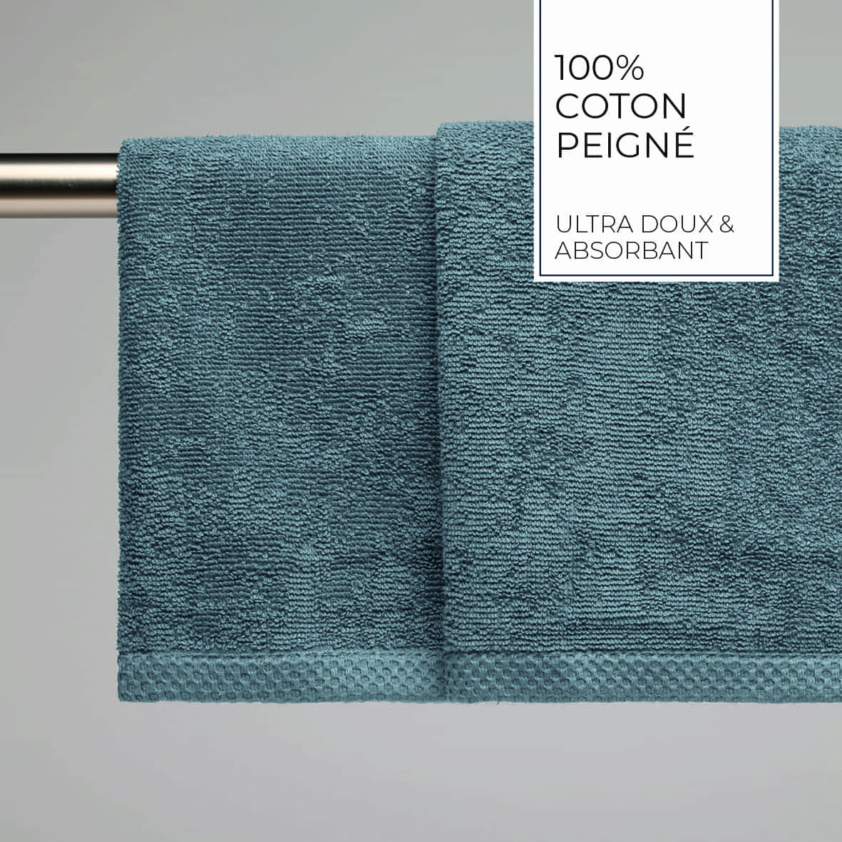 essuie-mains coton peigné LT - Oasis Bleu de Prusse - 2 x (45 x 45 cm) – Image 3