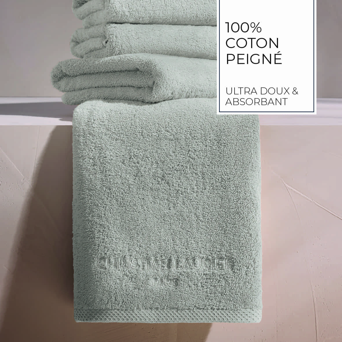 Drap de bain coton peigné LT - Oasis Sable - 2 x (70 x 140 cm) – Image 4